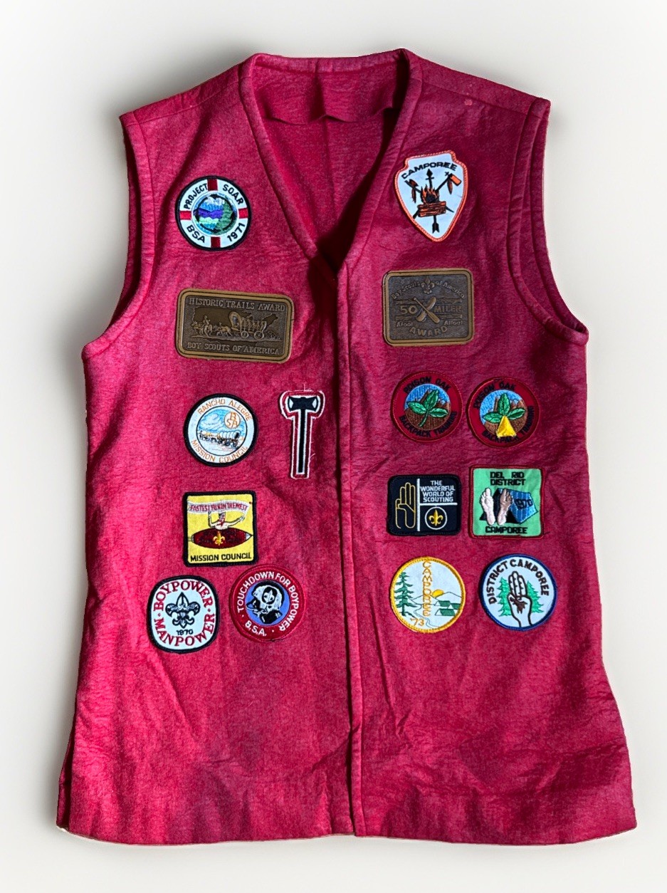 Vtg 70s Boy Scout 25 Patches Handmade Red Vest XL. California? Cool Patches Vtg 70s Boy Scout 25 Patches Handmade Red Vest XL. California? Cool Patches