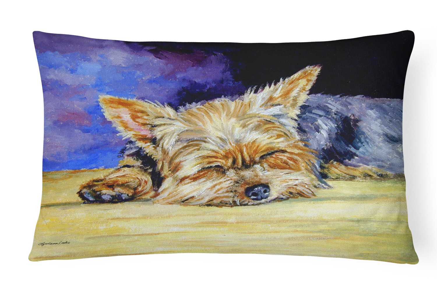 Caroline\'s Treasures Yorkie Taking a Nap Throw Pillow 7357PW1216
