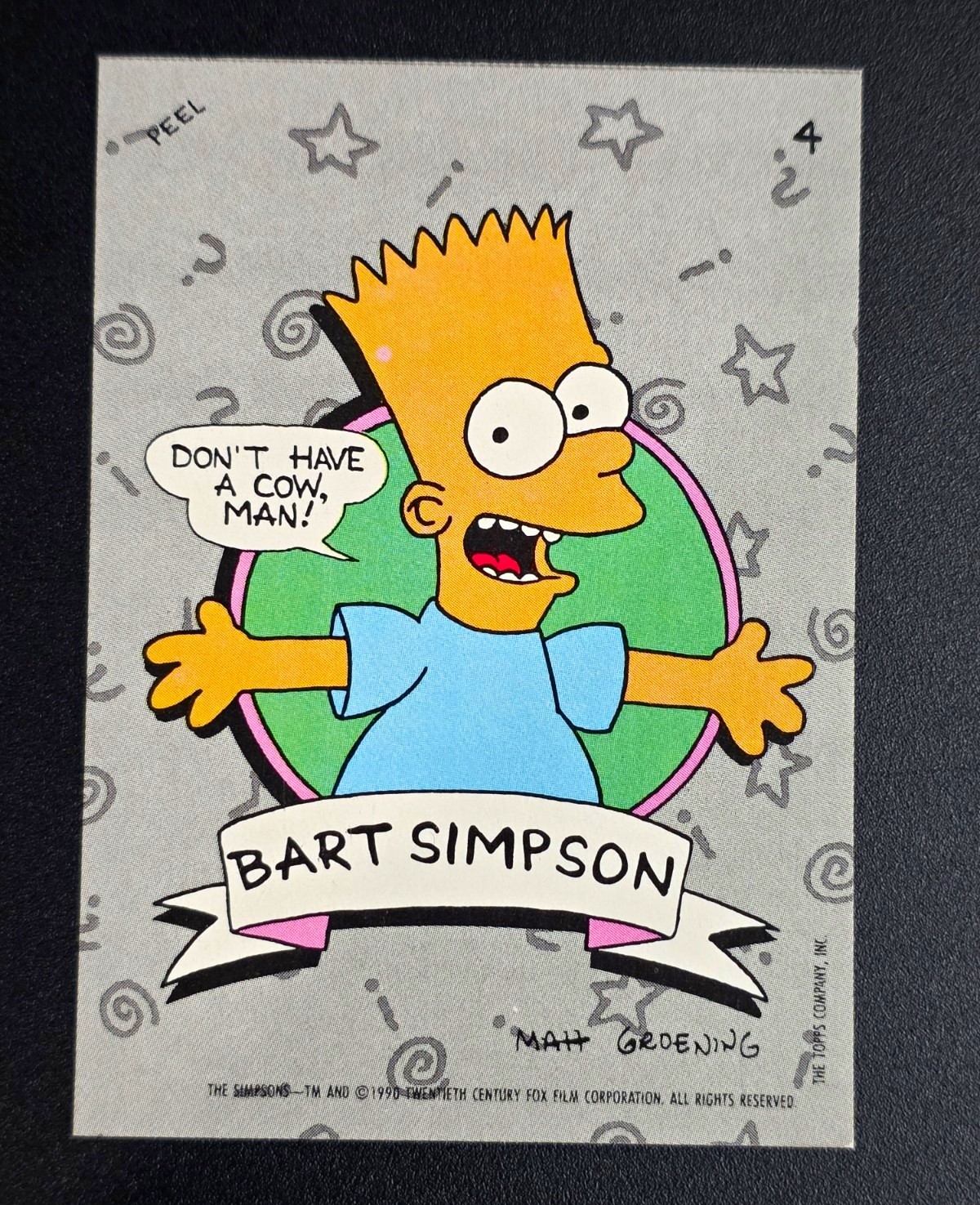 1990 Topps The Simpsons Sticker Trading Card #4 Bart Simpson Matt Groening