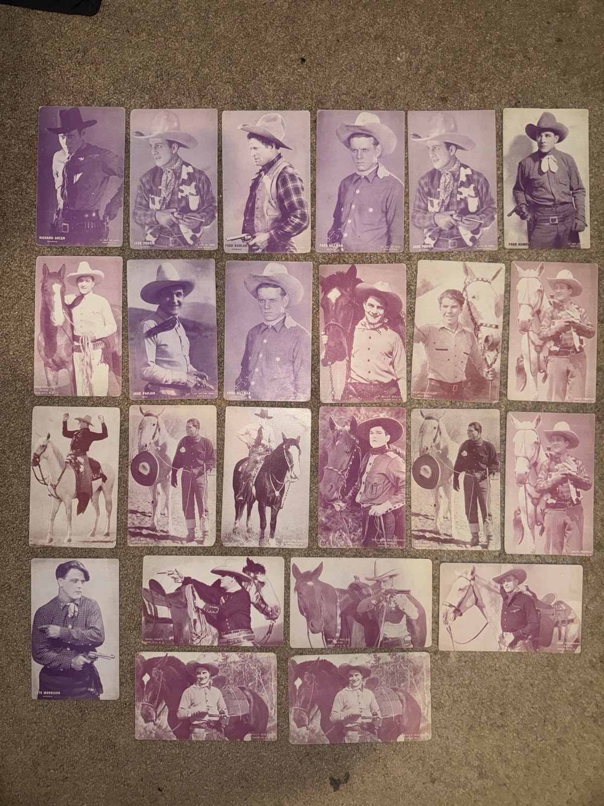 Vintage Cowboy Western Movie Star Exhibit Arcade Cards Lot of 24 1920s-30s