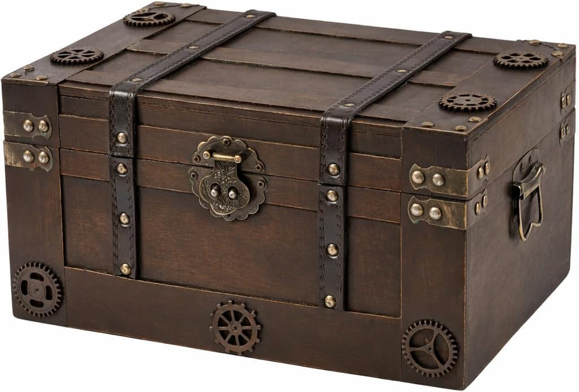 Vintage Treasure Box,Large Treasure Chest for Keepsakes, Wooden Keepsake Box Siz