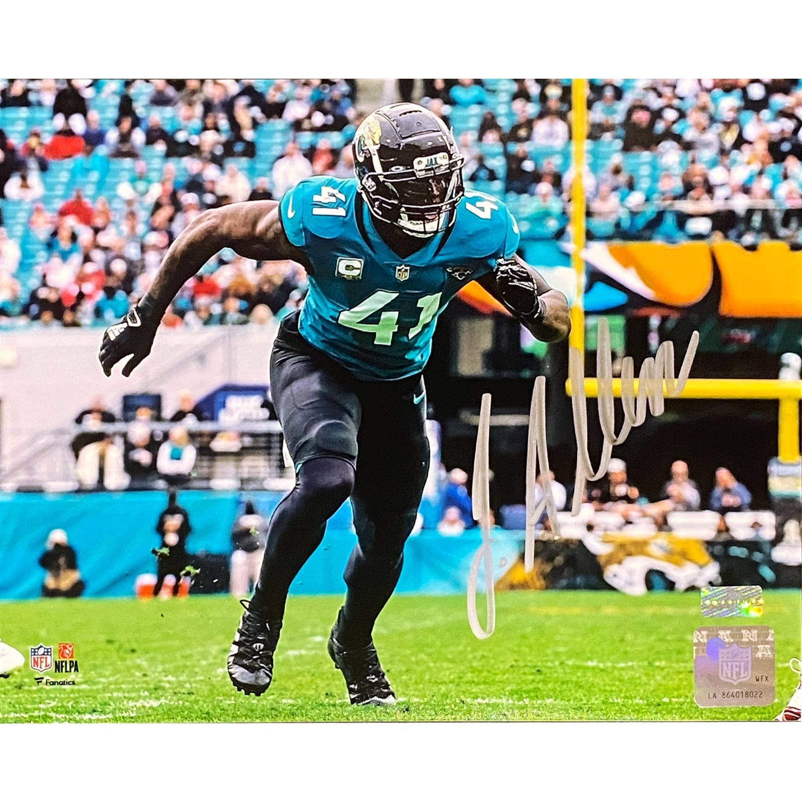 Josh Hines-Allen Autographed Jacksonville Jaguars (Horiz Action) 8x10 Photo