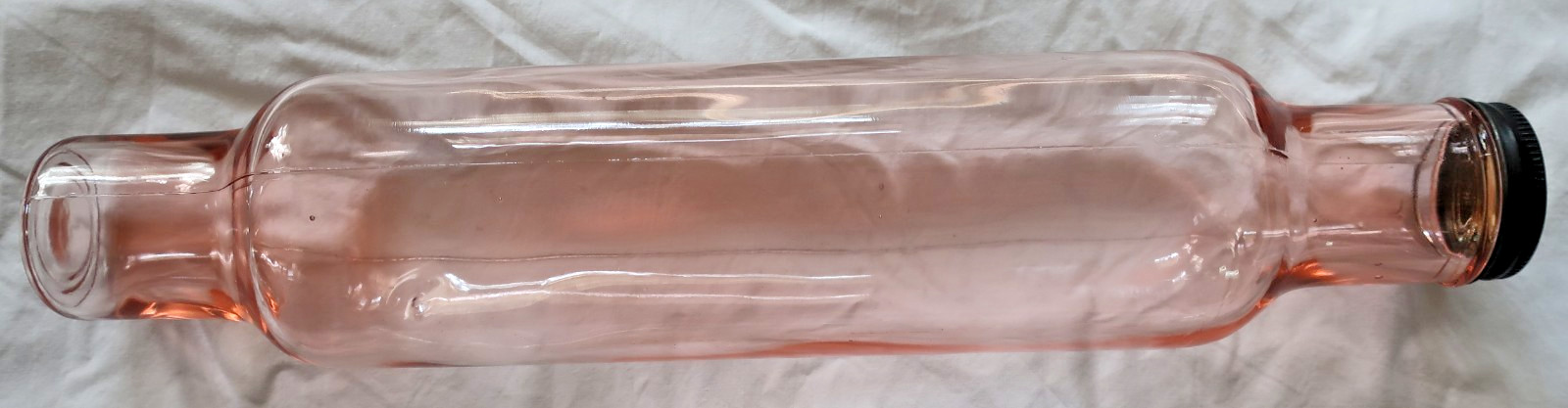 Vintage Pink Depression Hollow Glass Rolling Pin With Metal Screw Cap Vintage Pink Depression Hollow Glass Rolling Pin With Metal Screw Cap
