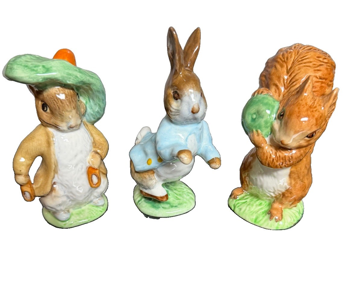 Vintage Beswick Beatrix Potter Figurines Peter Rabbit Benjamin Bunny Squirrel Vintage Beswick Beatrix Potter Figurines Peter Rabbit Benjamin Bunny Squirrel