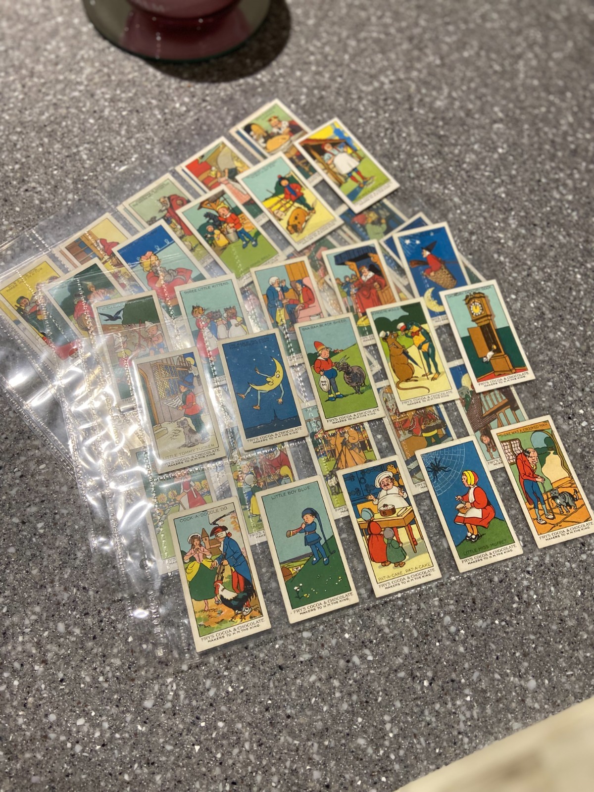 VINTAGE 1917 FRY'S COCOA - NURSERY RHYMES TRADE CARDS - FULL SET (50) - VG/EX