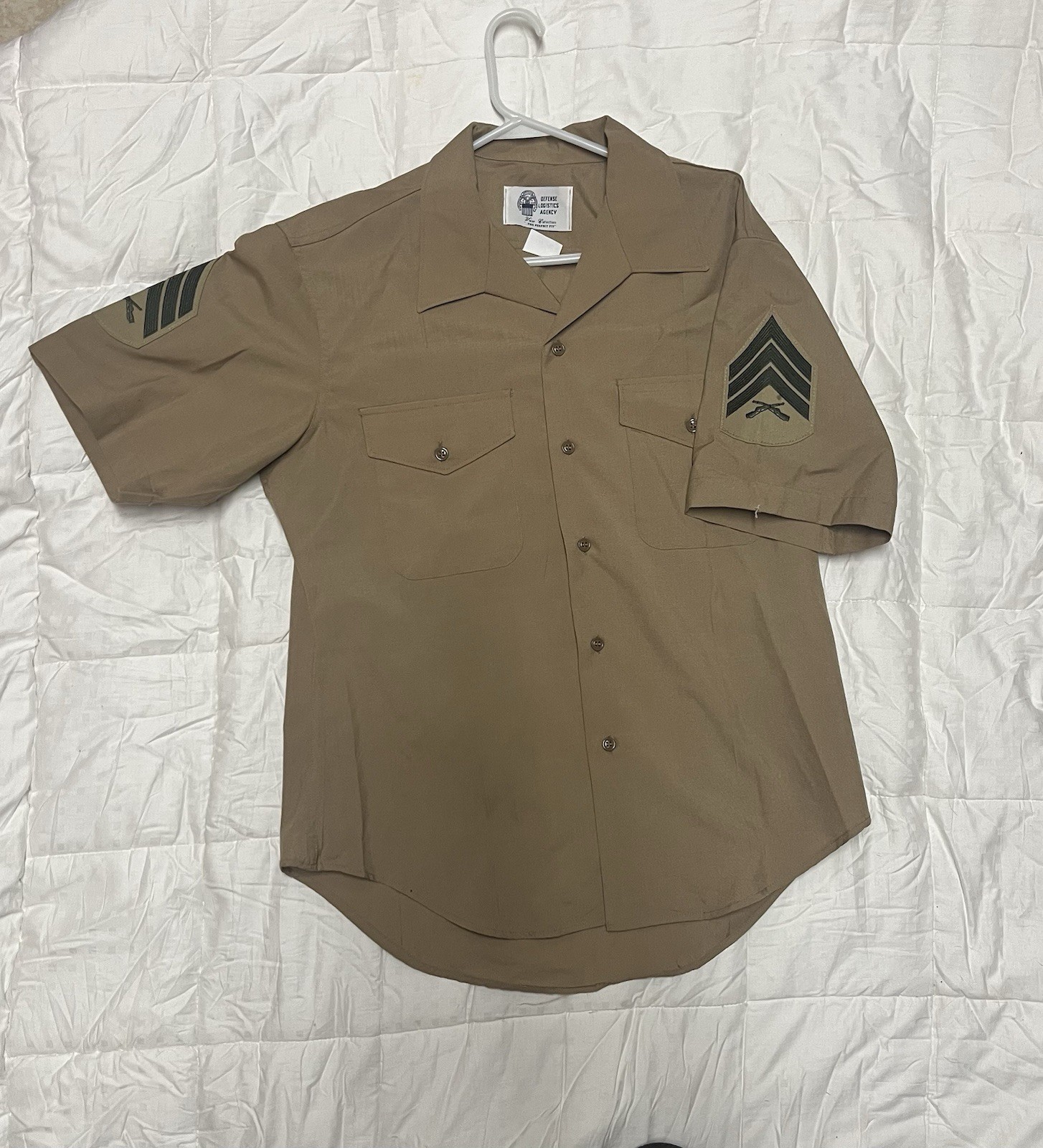 Usmc Charlie Blouse Shirt Service Sergeant Chevrons Lightly Worn 16.5 Uniform