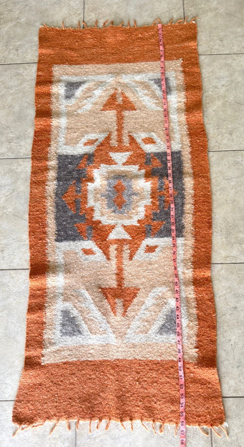 Vintage Hand-Woven Wool  Maya Traditional Patterned Area Rug Size 25