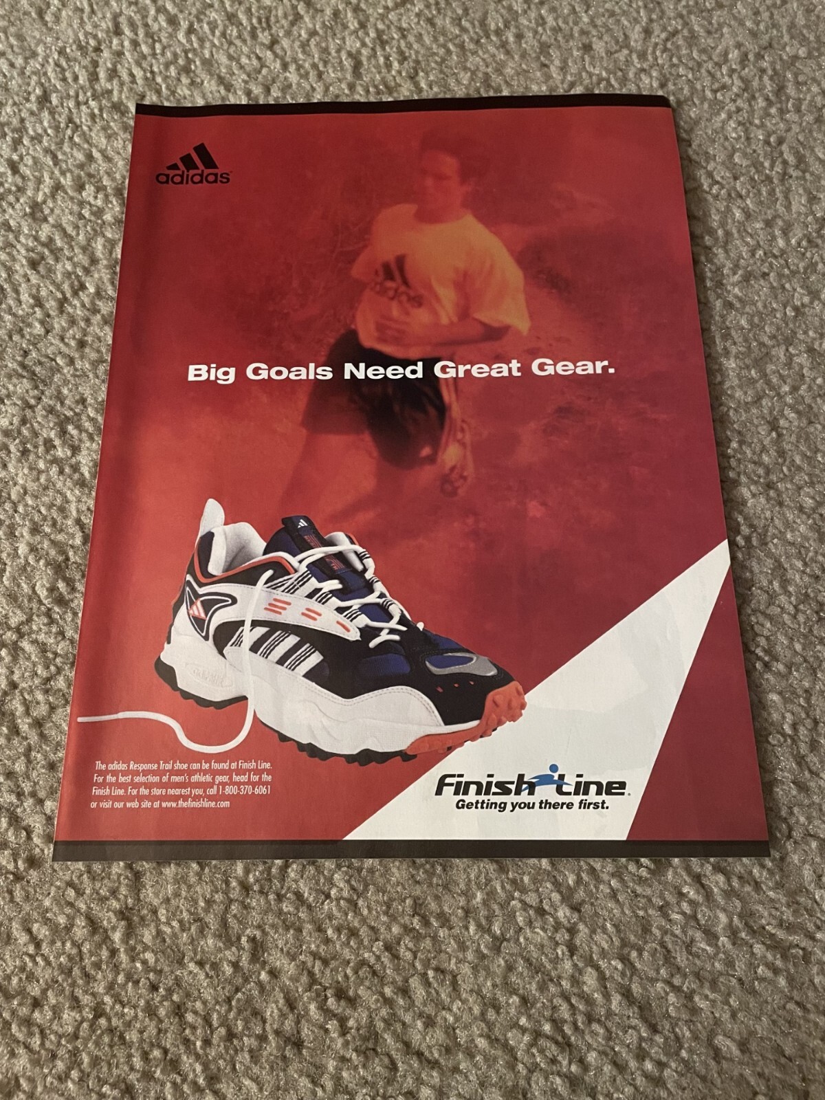 Vintage 1998 ADIDAS RESPONSE TRAIL Running Shoes Poster Print Ad 90s FINISH LINE