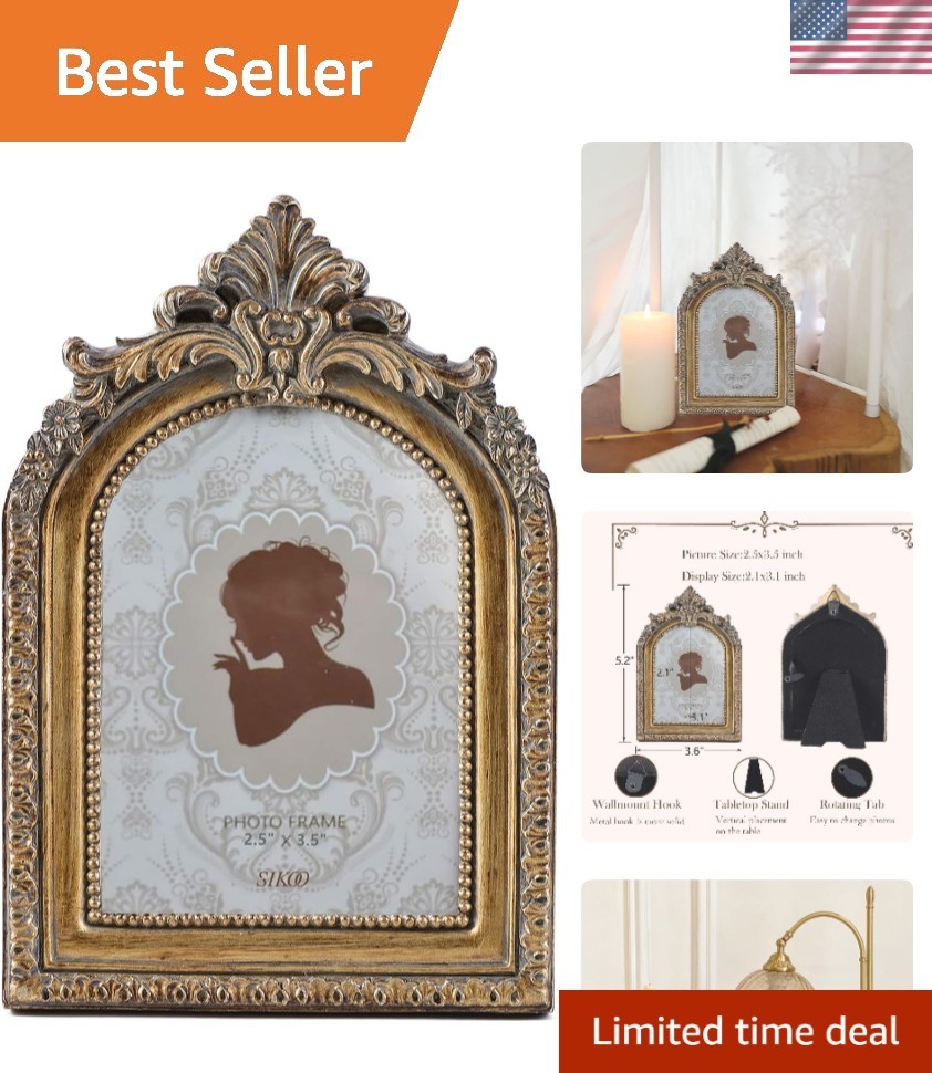 Vintage Mini 2.5 × 3.5 Picture Frame Antique Small Ornate Table Top Wall Moun... Vintage Mini 2.5 × 3.5 Picture Frame Antique Small Ornate Table Top Wall Moun...