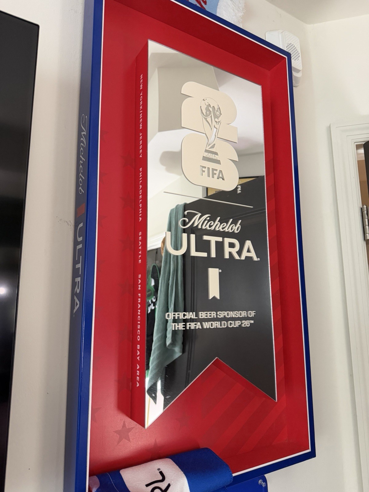 Michelob Ultra 2026 World Cup Promo Sign/Wall Decor 36x19 Michelob Ultra 2026 World Cup Promo Sign/Wall Decor 36x19