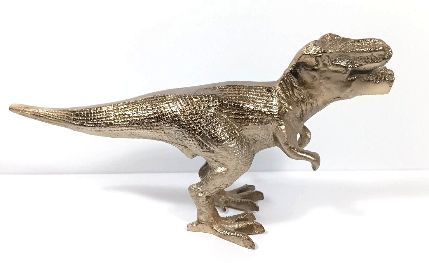 Handcrafted Metal Dinosaur T-Rex Statue Painted as Brass Style Figure 11\