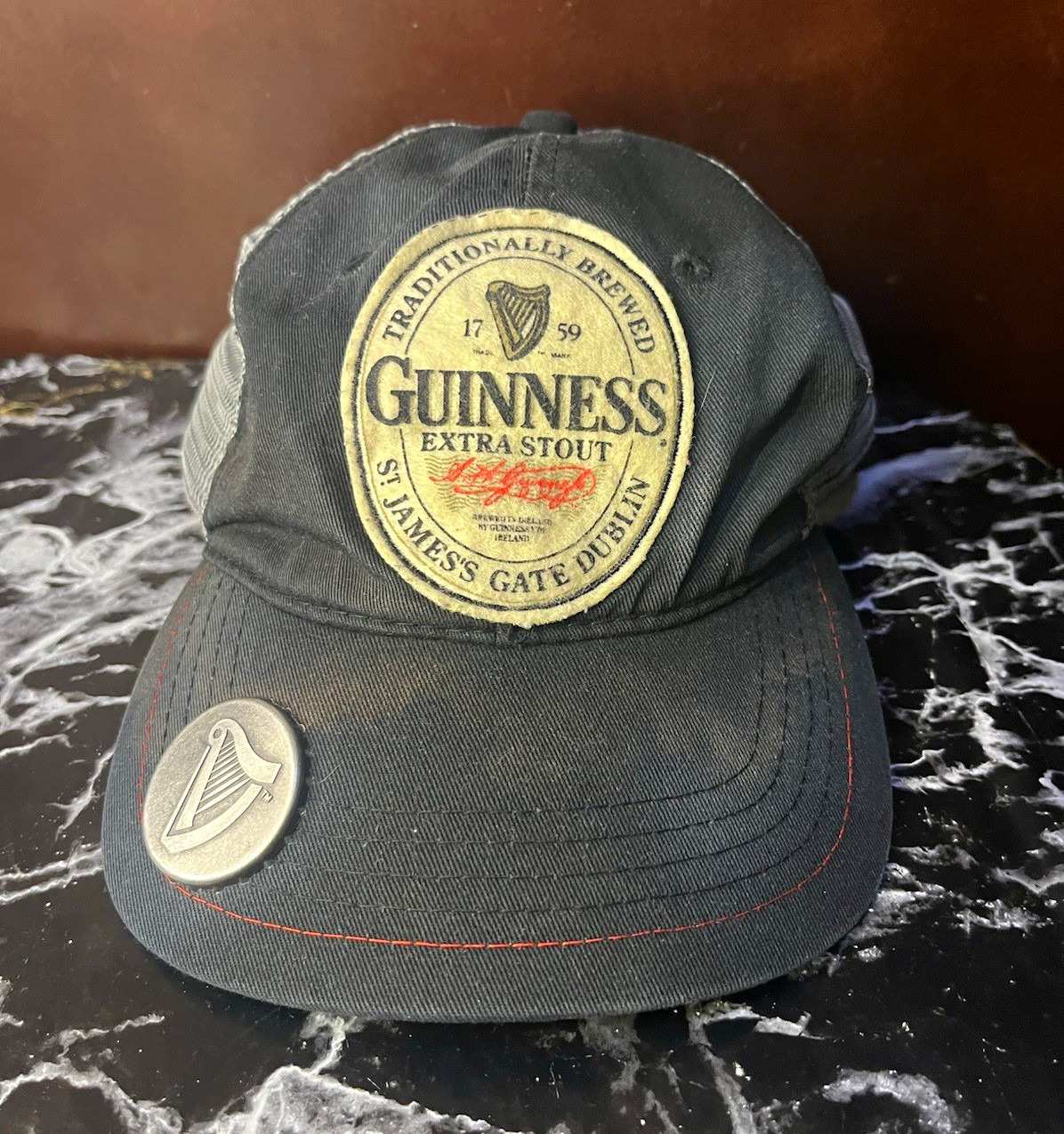 Guinness Extra Stout St. James\'s Gate Dublin Trucker Hat with Bottle Opener
