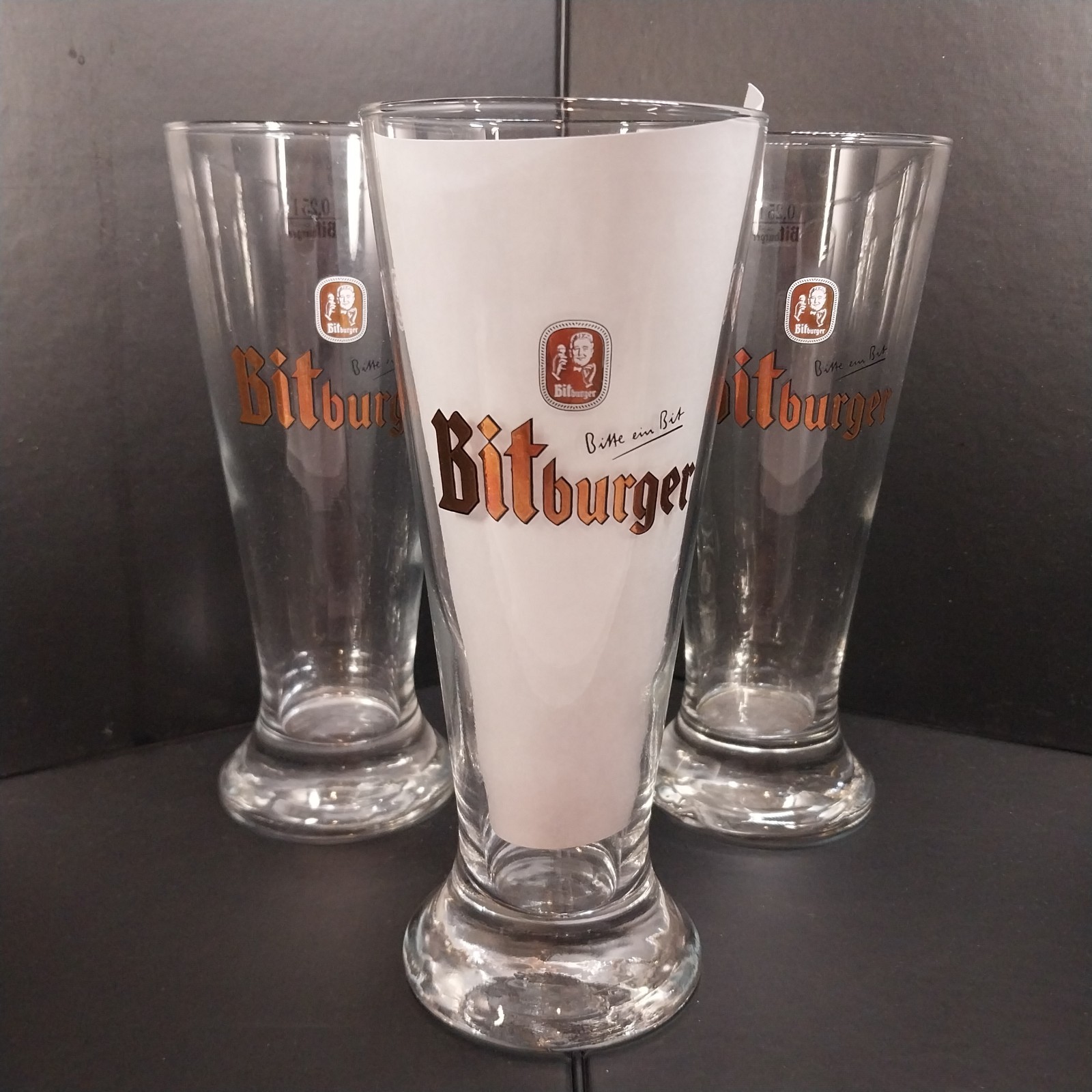 Lot of 3 Bitburger Beer 0.25L German Glasses 7\ Lot of 3 Bitburger Beer 0.25L German Glasses 7\