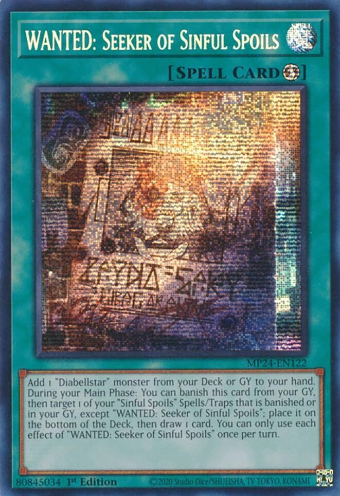 WANTED: Seeker of Sinful Spoils MP24-EN122 Prismatic Secret Rare 1st Ed