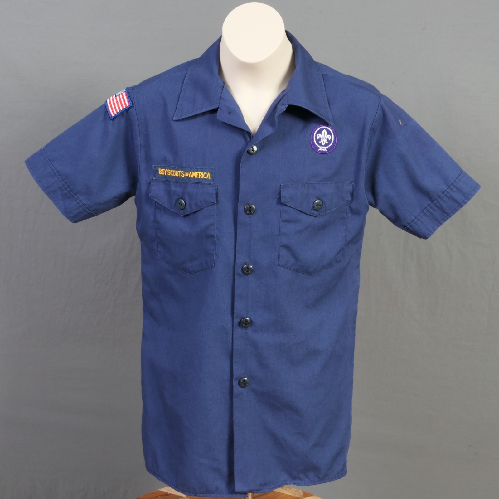 Boys Large Official BSA Boy Scout Cub Scout Short Sleeve Shirt ~ Blue    -0578