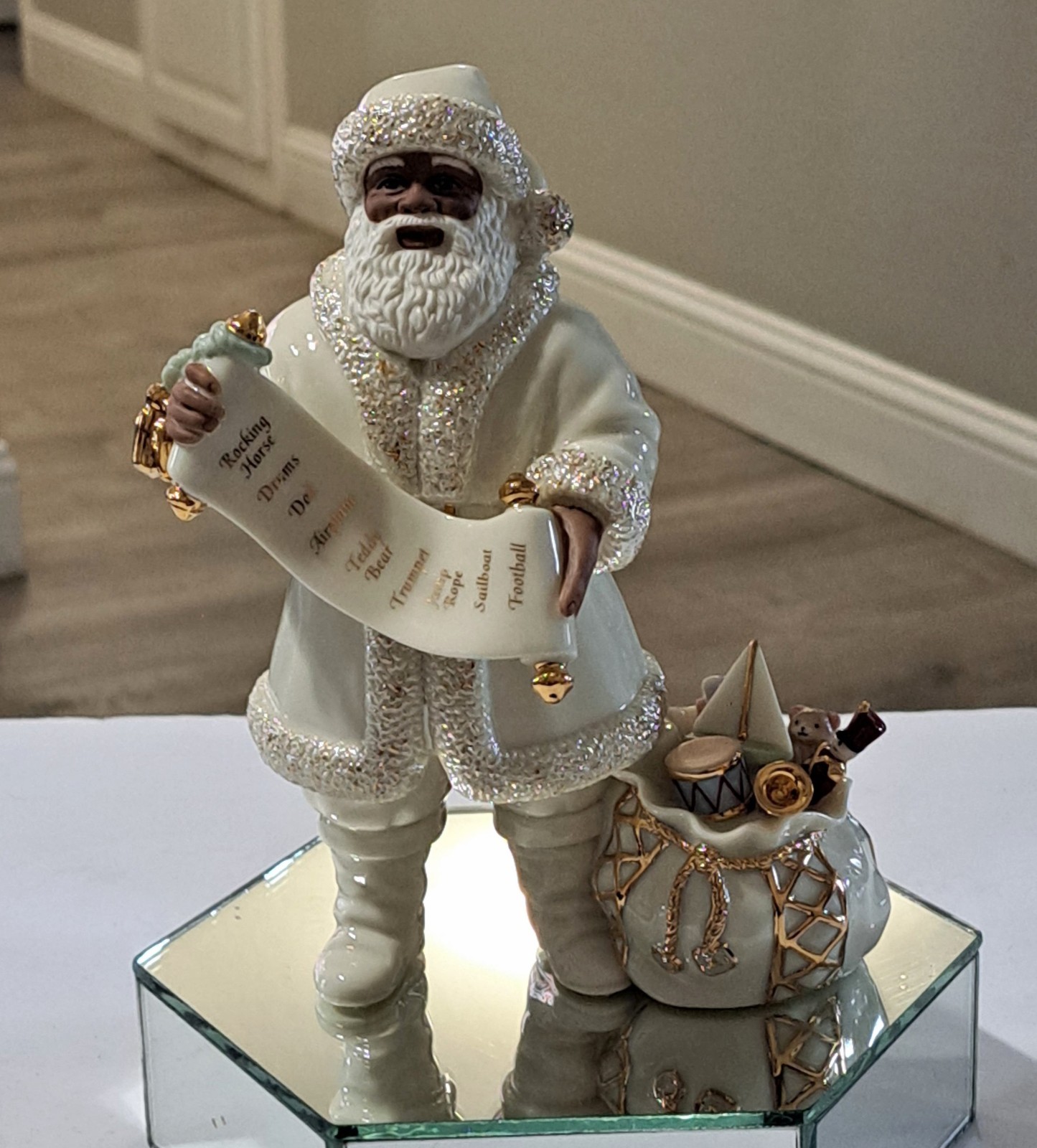 Lenox Good Boys and Girls Santa Figurine 24K Gold African American Box COA Lenox Good Boys and Girls Santa Figurine 24K Gold African American Box COA