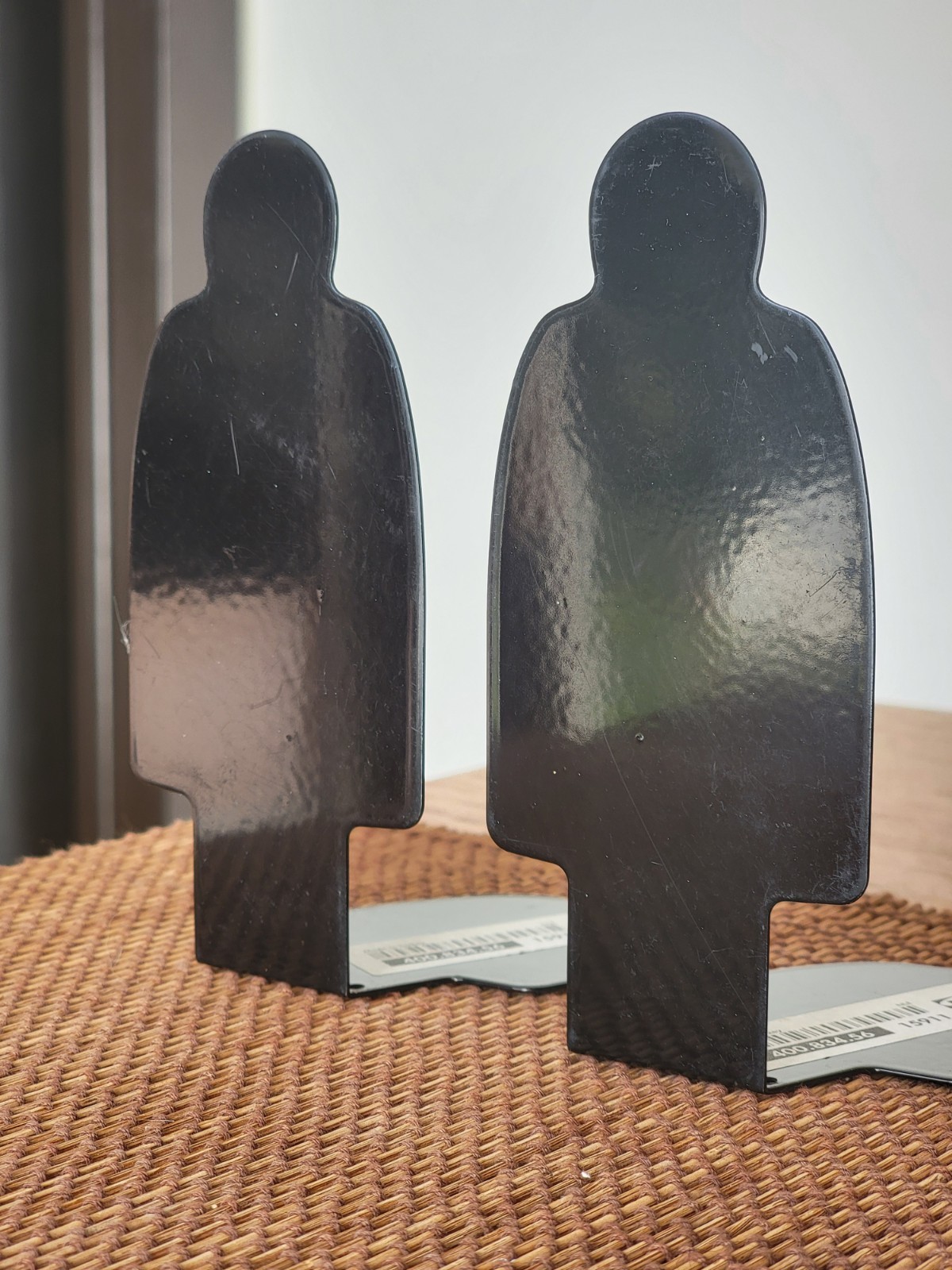 VTG Pair/2 IKEA Black Metal BOOKENDS 2-D Man Shape/Human Silhouette POST MODERN