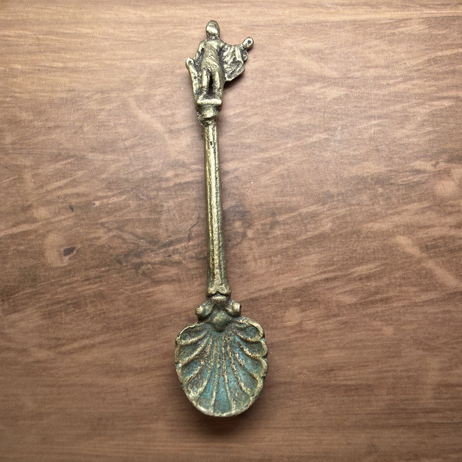 Vintage Miniature Salt Spoon Shell Bowl Figural Brass Small Demitasse Metal