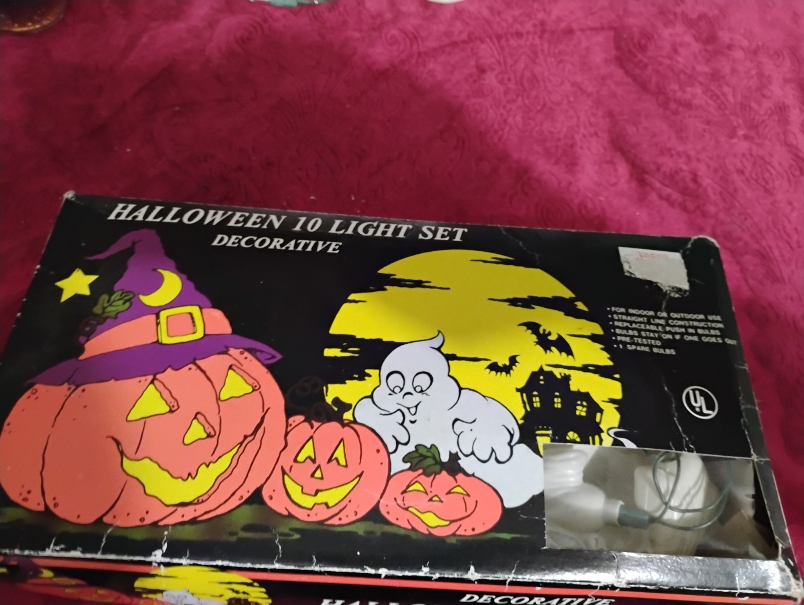 Vintage HALLOWEEN Ghost Blow Mold 10 String Light Set