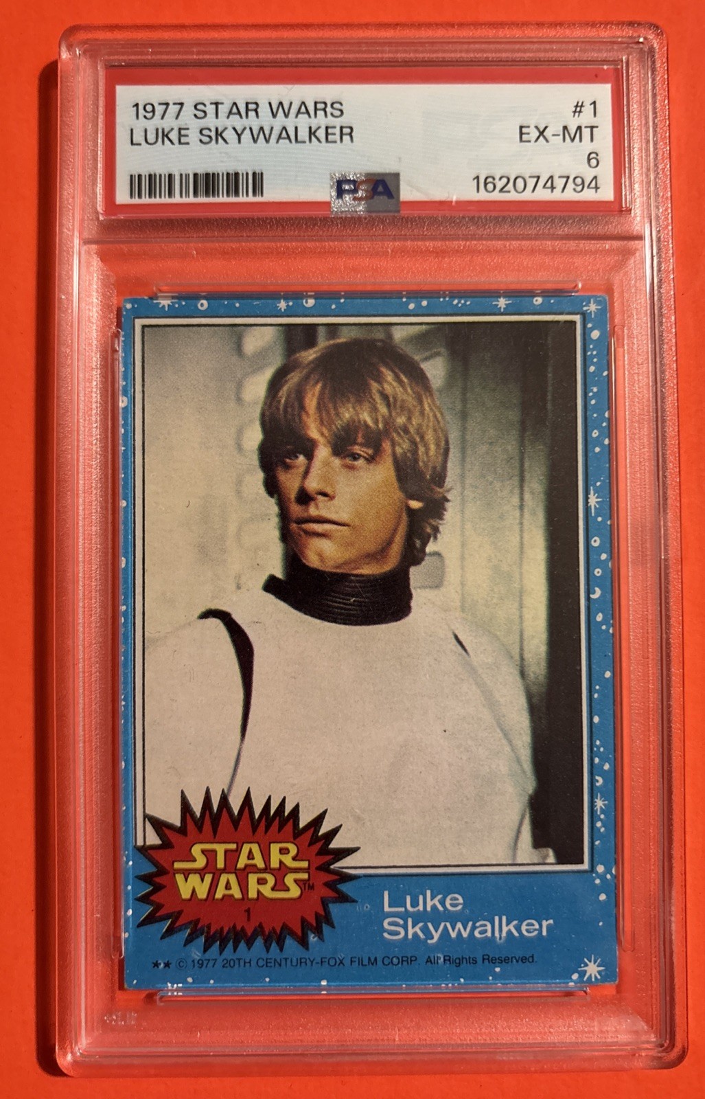 LUKE SKYWALKER PSA 6 EX-MT 1977 Topps Star Wars #1 ... Fresh Grade