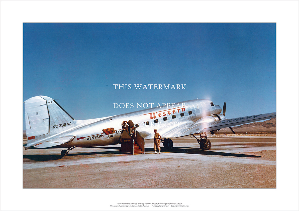 Western Airlines Douglas DC-3 A3 Art Print 1930s – RH Door – 42 x 29 cm Poster