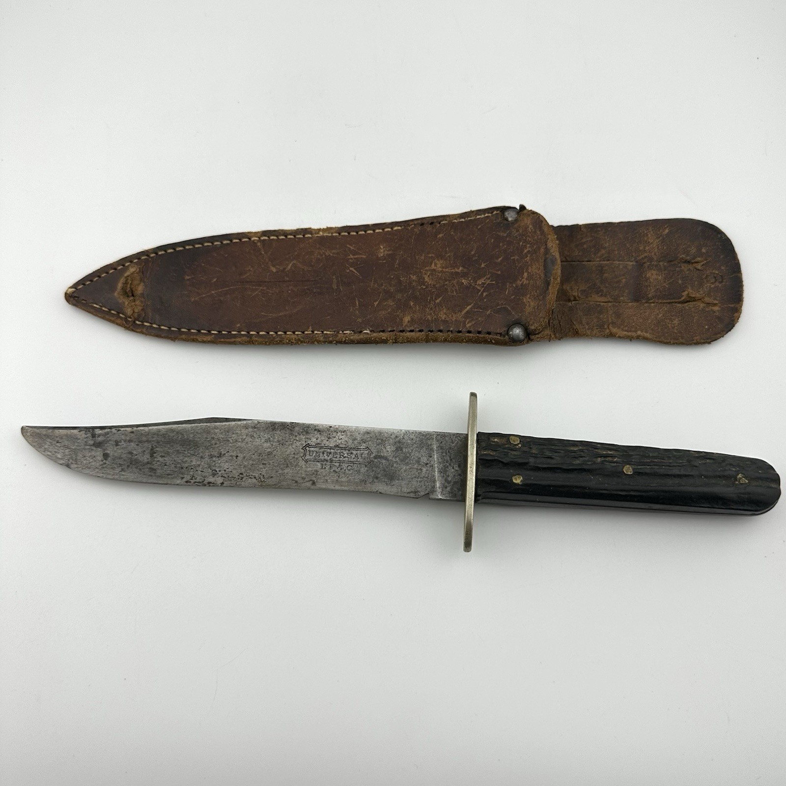 Vintage LF&C Landers Frary & Clark 6” Hunting Bowie Knife Rough Black Handle