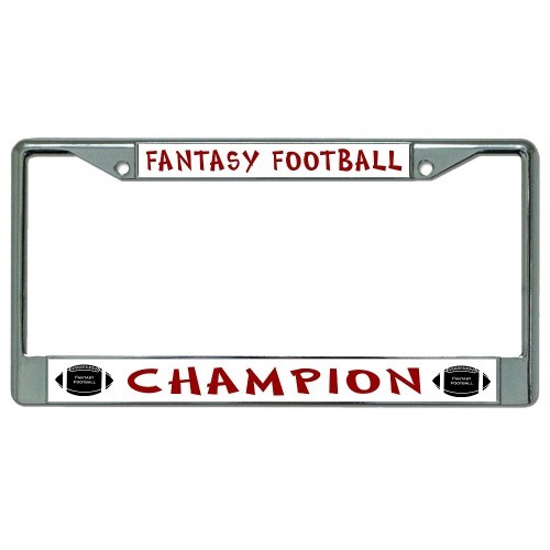 FANTASY FOOTBALL CHAMPION CHROME METAL LICENSE PLATE FRAME MADE IN USA