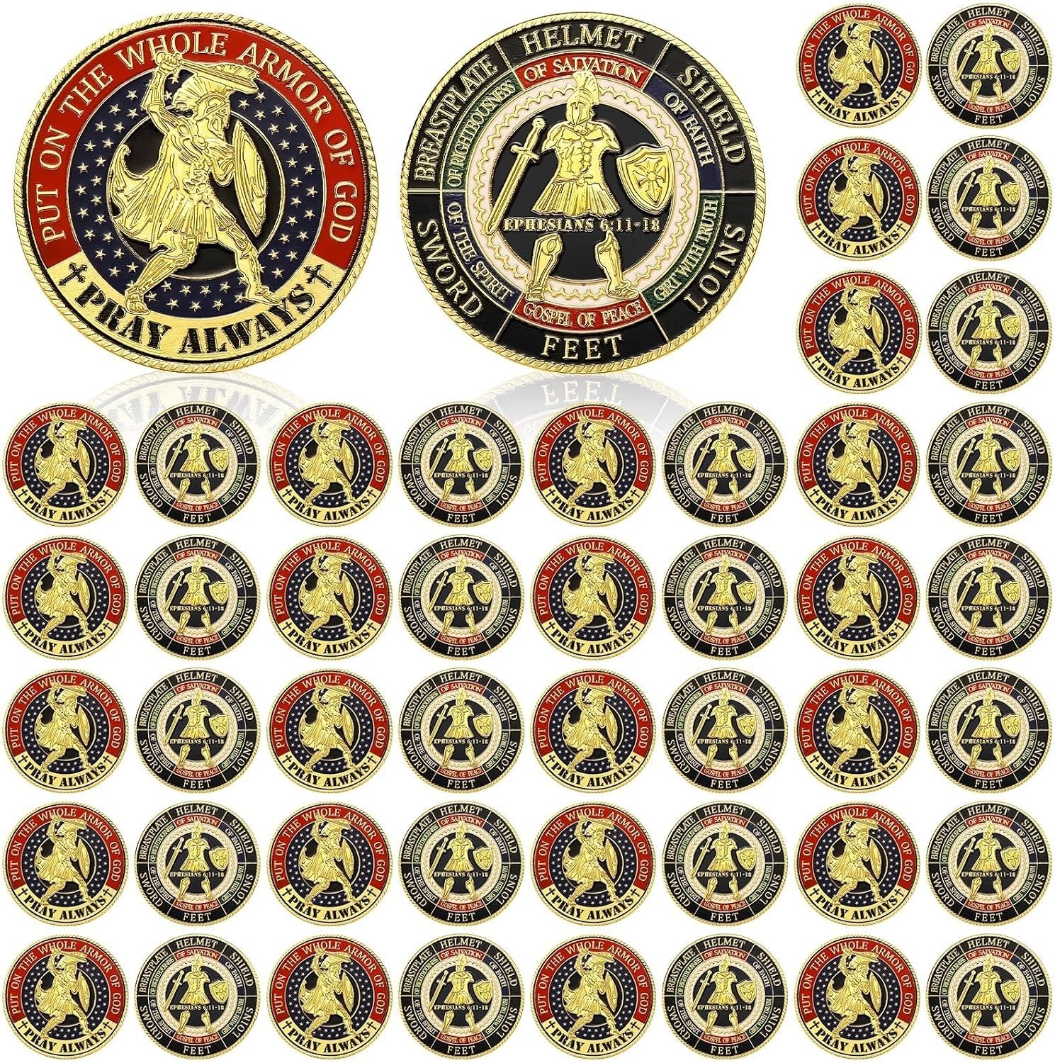 48 Pcs Armor of God Coins - Christian Challenge Prayer Tokens for Collectors, G 48 Pcs Armor of God Coins - Christian Challenge Prayer Tokens for Collectors, G