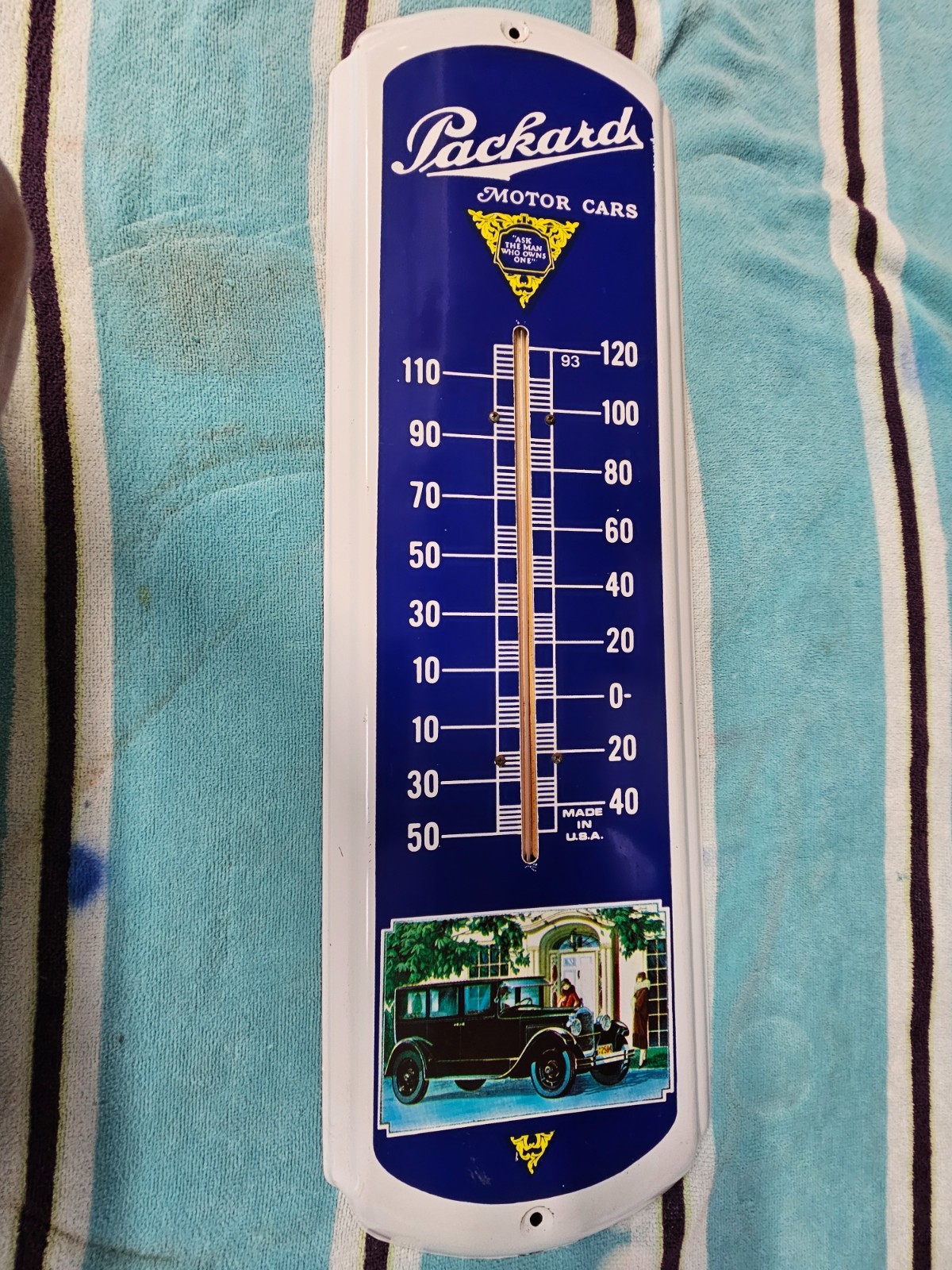 Vintage 60s/70s Packard Motor Cars Metal Wall Thermometer,Ask The Man,27