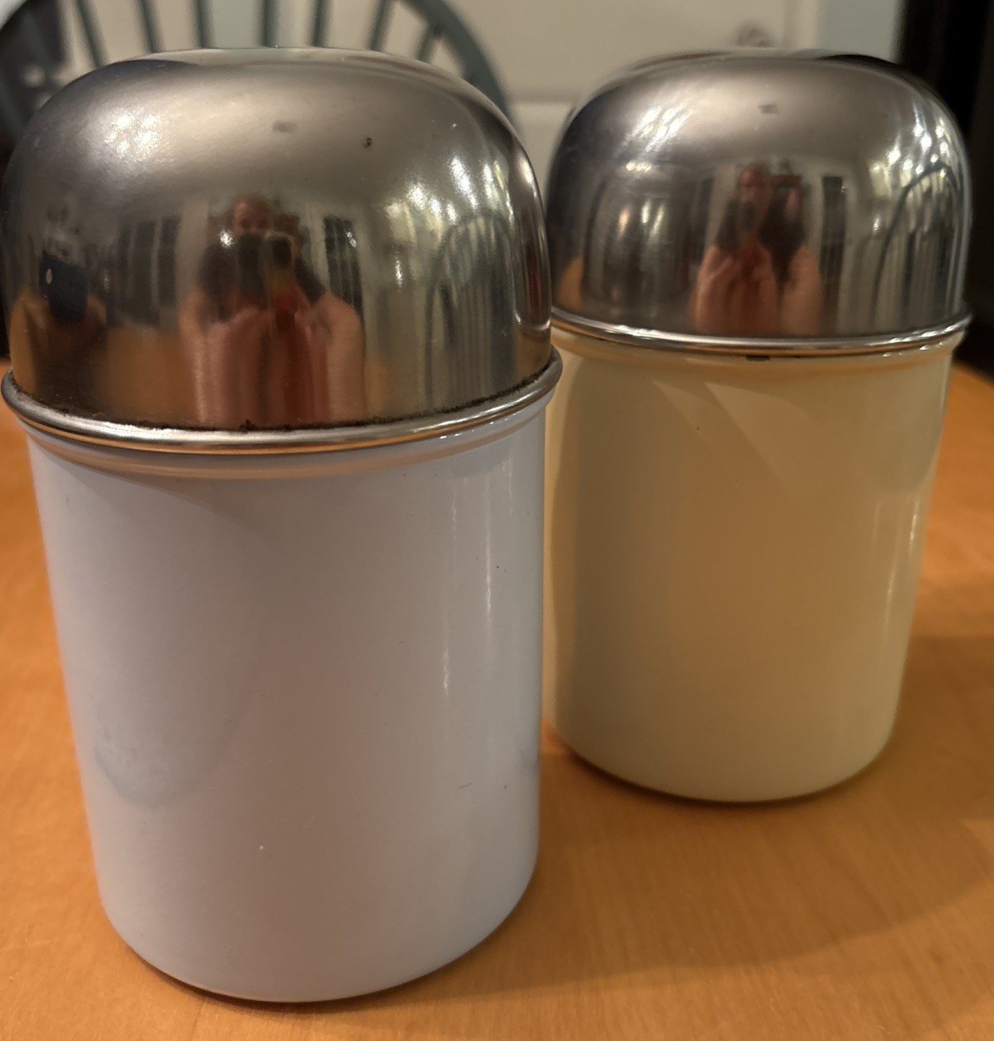 Set of 2 Vintage Bullet Dome Lid Kitchen Canisters Retro Mod Mid Century  6