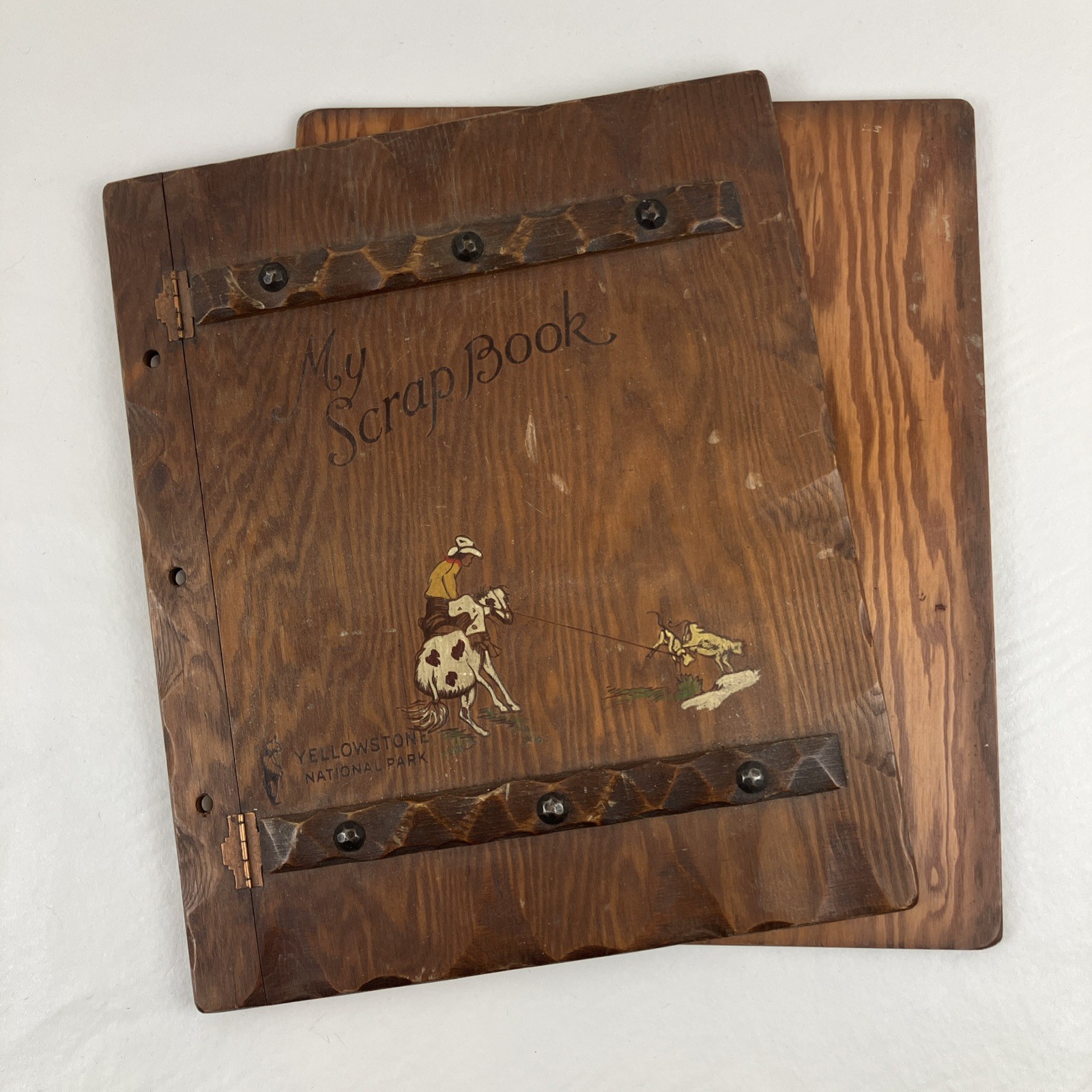 Vintage Wood Scrapbook Covers Yellowstone National Park Cowboys Rustic Cabin
