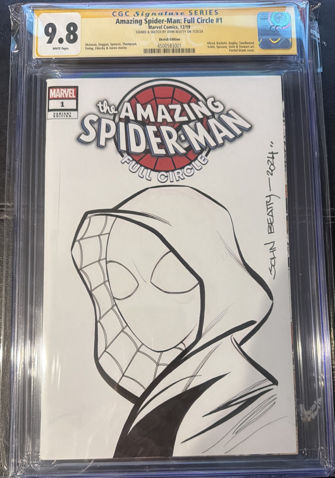 John Beatty Original Sketch of Spider-Gwen on ASM: Full Circle #1 in a CGC 9.8