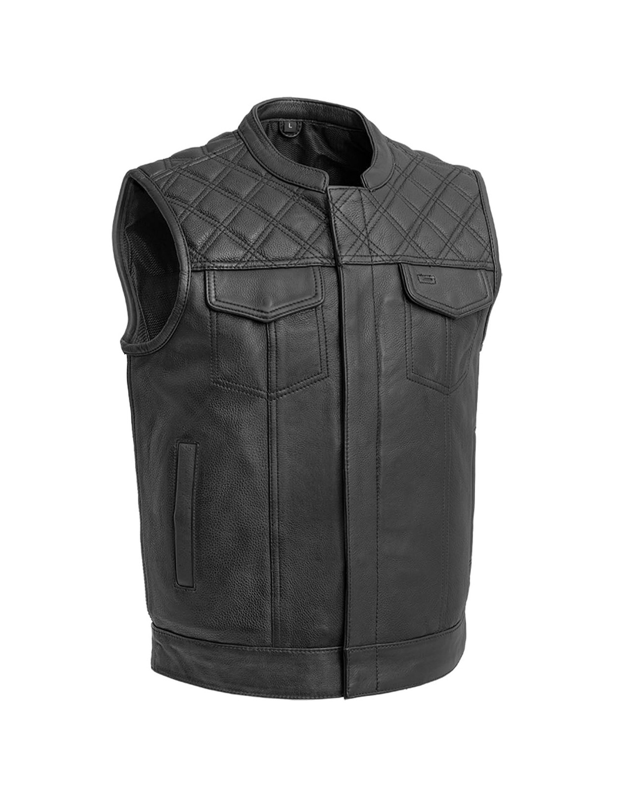 First Mfg Co - Downside - Men's Leather Motorcycle Vest XX-Large Black First Mfg Co - Downside - Men's Leather Motorcycle Vest XX-Large Black