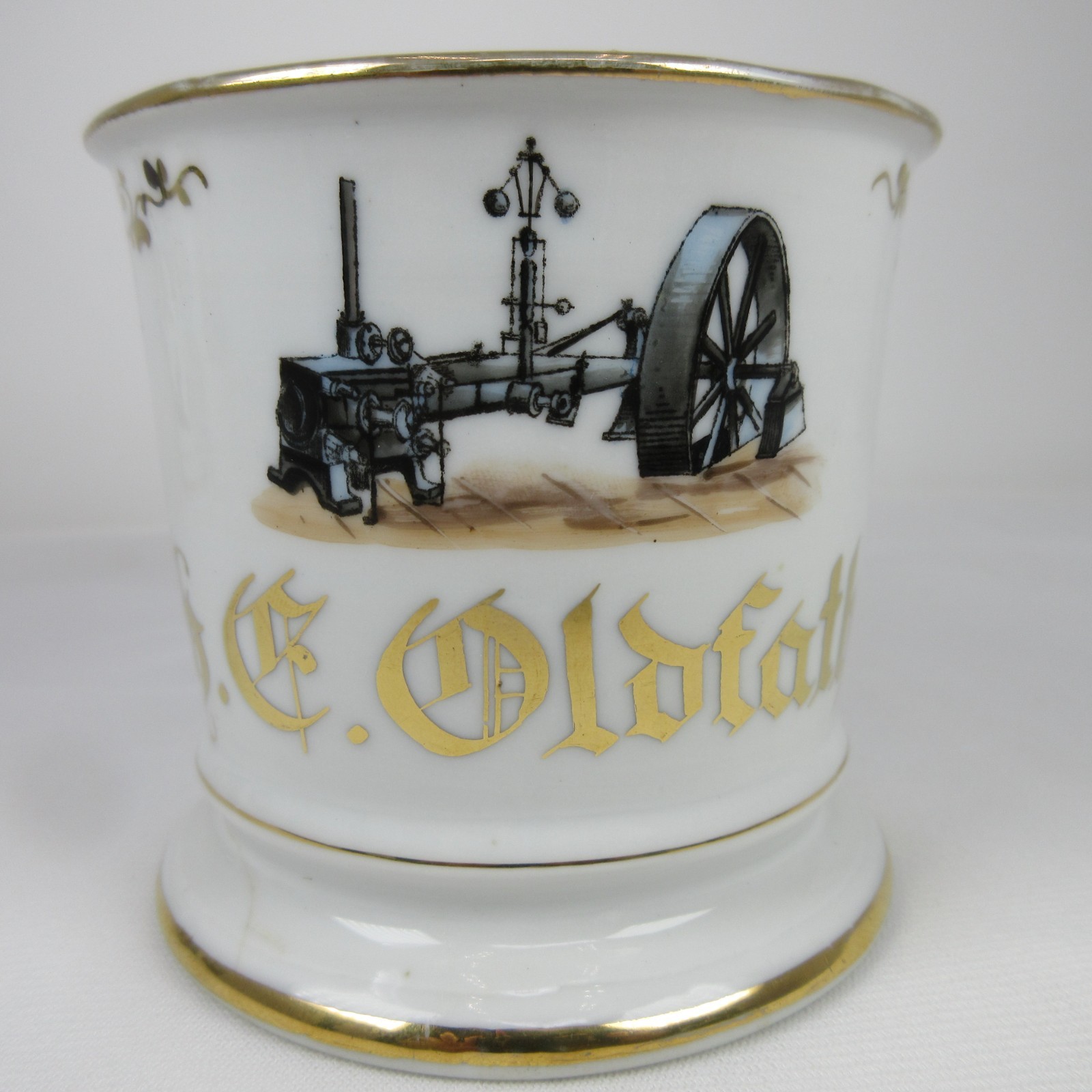 ANTIQUE VINTAGE OCCUPATIONAL BARBER SHAVING MUG MACHINIST ENGINE OPERATOR 3 1/2\ ANTIQUE VINTAGE OCCUPATIONAL BARBER SHAVING MUG MACHINIST ENGINE OPERATOR 3 1/2\