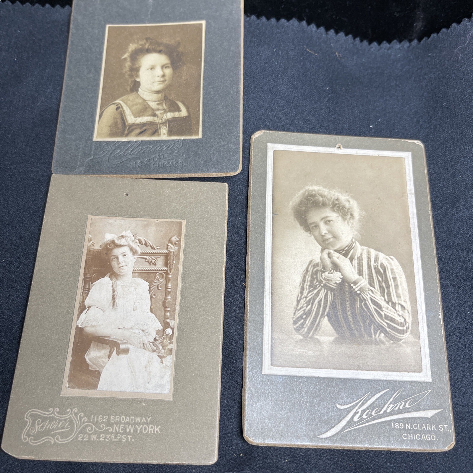 Antique Cabinet Cards Lot Of 3 Women 1902, 1903, 1909 (m)