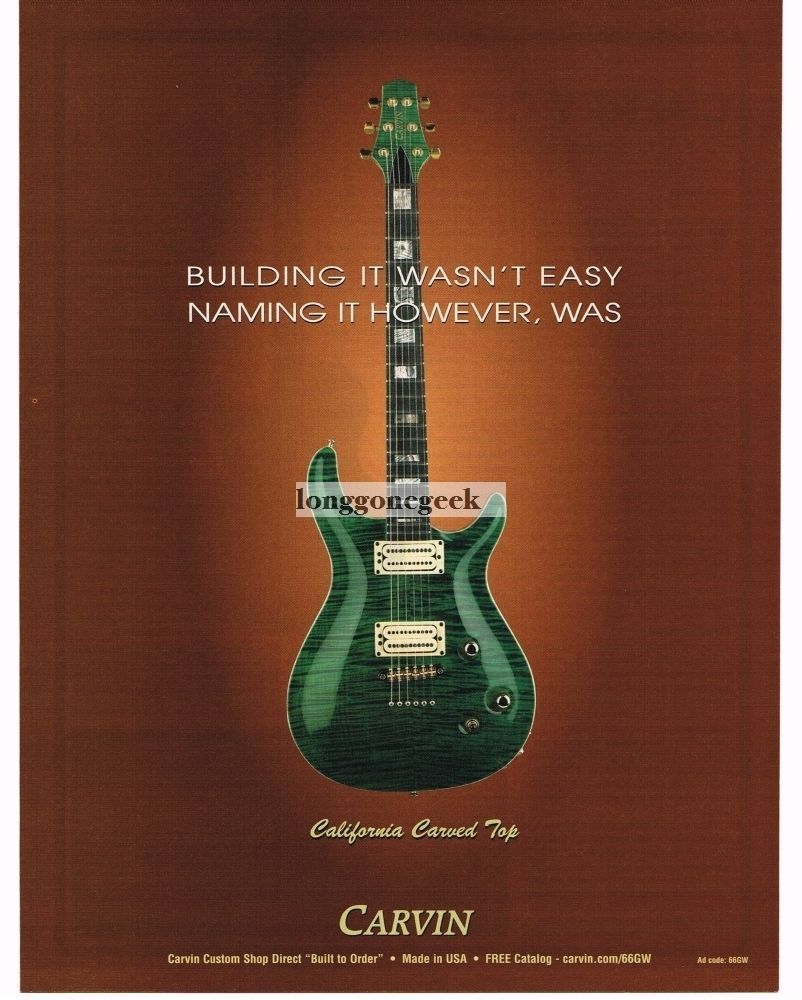 2005 CARVIN California Carved Top Green Electric Guitar Vintage Ad 