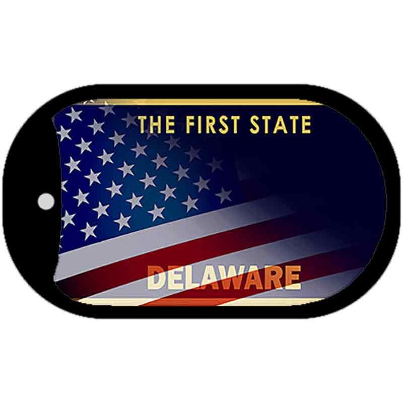 Delaware with American Flag Novelty Metal Dog Tag Necklace 2
