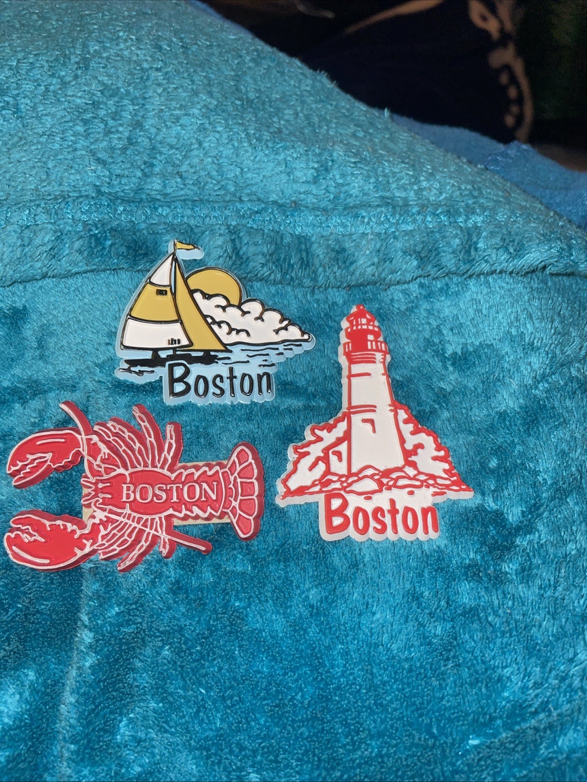 3 Boston themed Refrigerator Magnet - Lobester, Sail Boat, and Light House