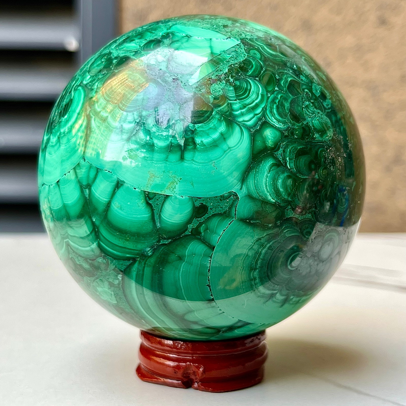 2.3 lb  Malachite Crystal Sphere Polished Natural Green Mineral Display Decor