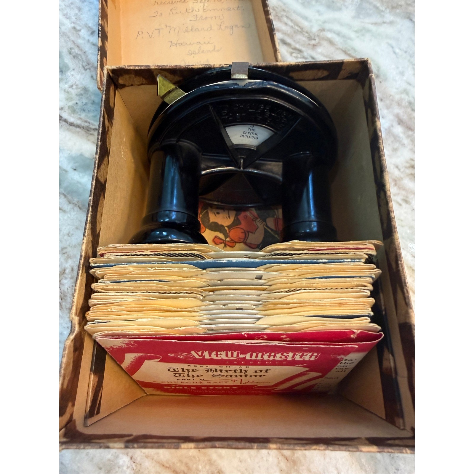 Vintage 1942 View-Master Model B Bakelite Viewer WWII Hawaii Army Box Reels Set Vintage 1942 View-Master Model B Bakelite Viewer WWII Hawaii Army Box Reels Set