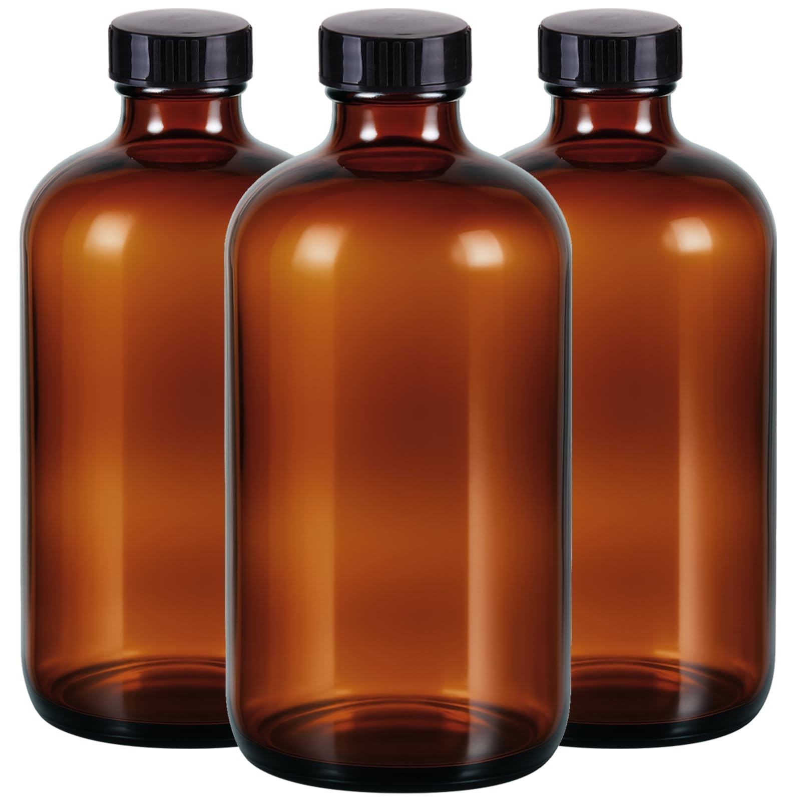 3 Pack,16 OZ Amber Glass Bottles Boston Round Sample Refillable Brown 3 Pack,16 OZ Amber Glass Bottles Boston Round Sample Refillable Brown