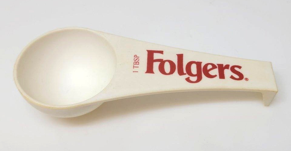Vintage Folgers Coffee Scoop 1 TBSP Tablespoon Advertising Promo White Red