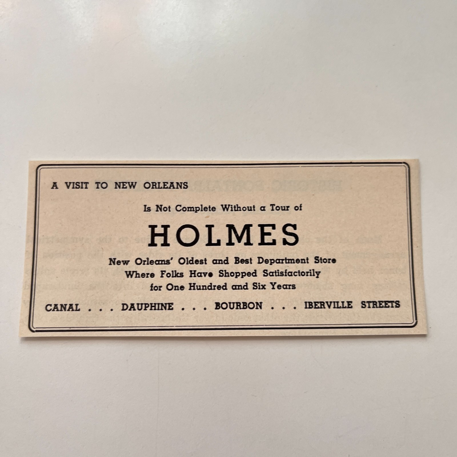 A Visit To New Orleans Tour of Holmes 1949 New Orleans Ad TAK1-M38