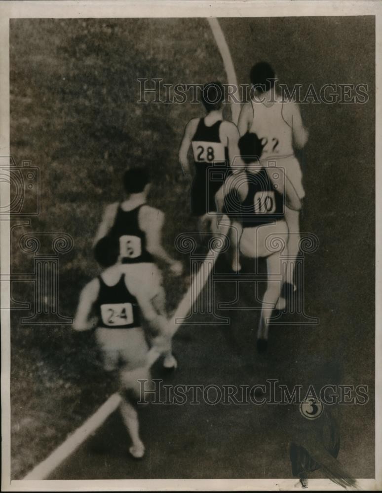 1939 Press Photo Wooderson, Rideout, Fenske in track race at Princeton 1939 Press Photo Wooderson, Rideout, Fenske in track race at Princeton