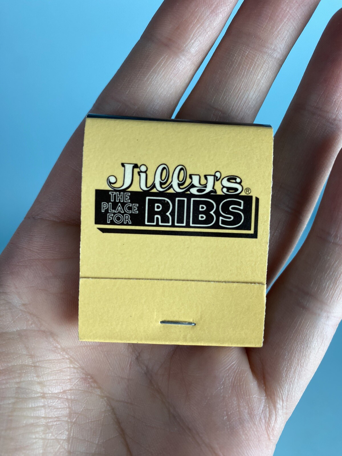 Vintage Matchbook Cover  Jilly’s The Place For Ribs  restaurant Atlanta, GA