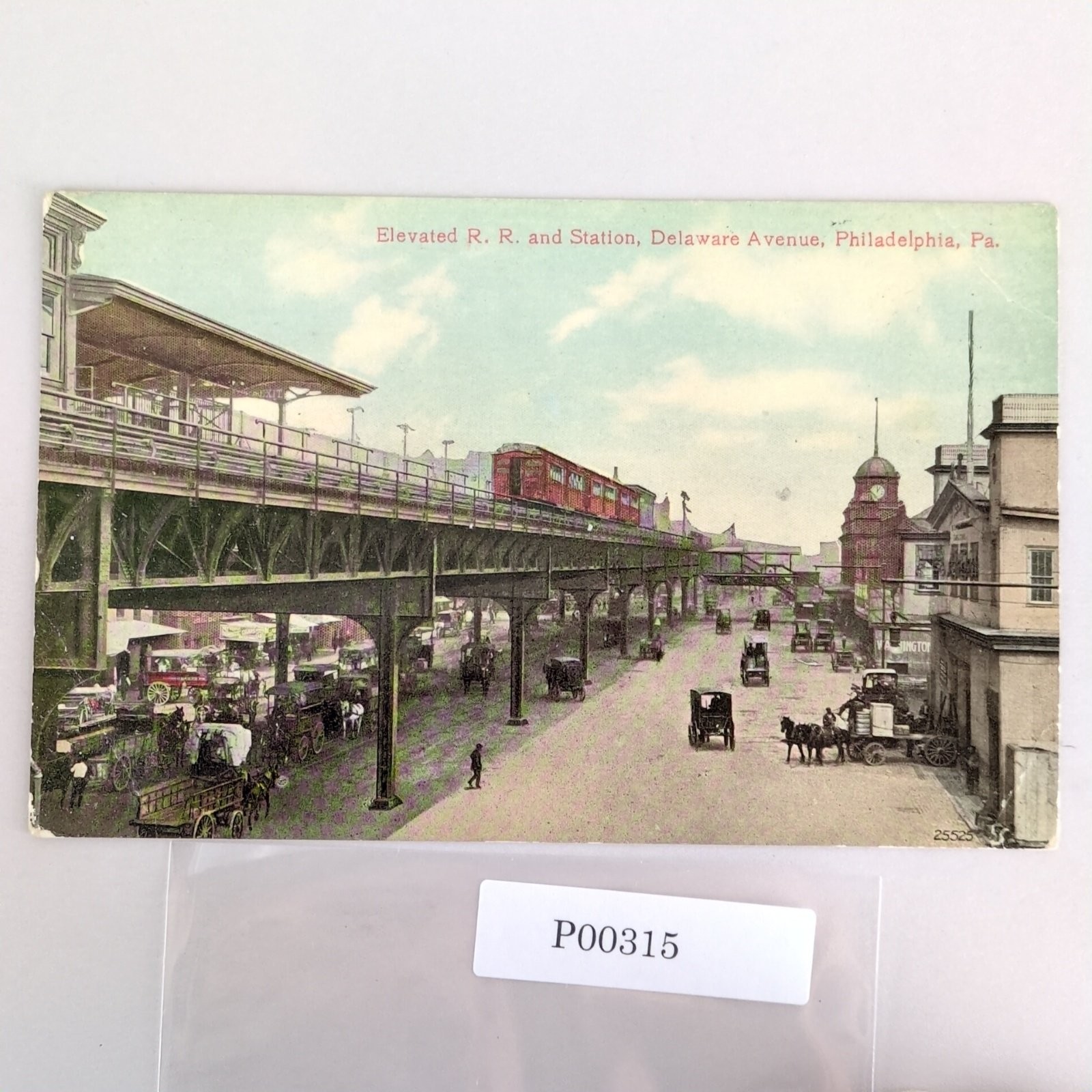 Antique 1910s Postcard Elevated Railroad & Station Delaware Ave Philadelphia PA
