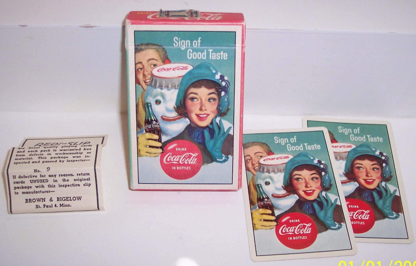 Vintage 1959 Sign of Good Taste Coke Playing Card BOX and Two (2) JOKERS ONLY