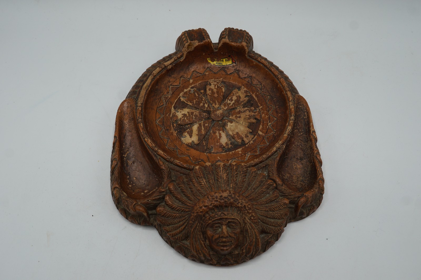 Conneaut Lake Park Souvenir Native American Chief Head Trinket Dish Tray Conneaut Lake Park Souvenir Native American Chief Head Trinket Dish Tray