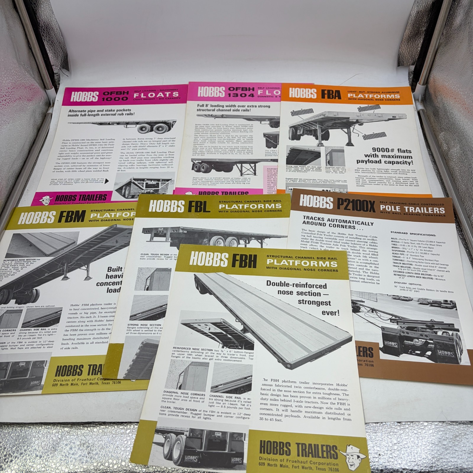 Vintage Hobbs Fruehauf Trailer Brochure Lot 7 Flatbed Platform Oilfield Float Po