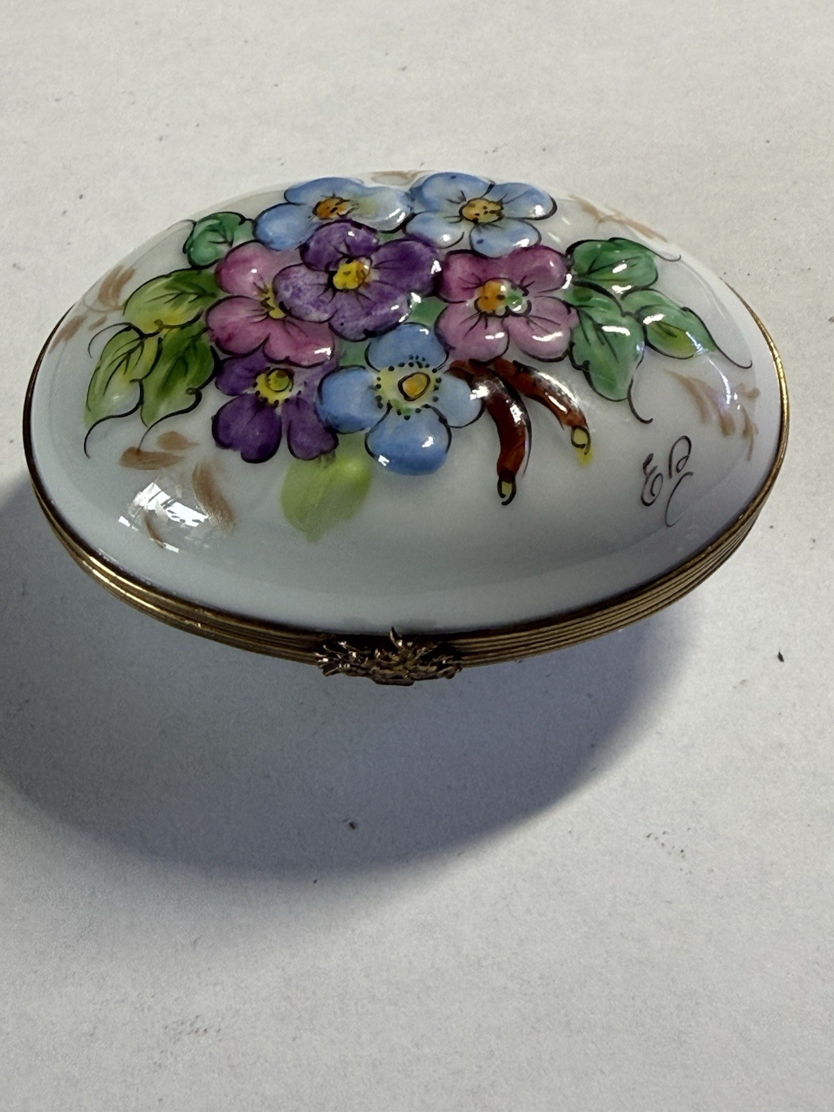 Vintage Chamart Limoges France Peint Main Hand Painted Floral Porcelain Trinket